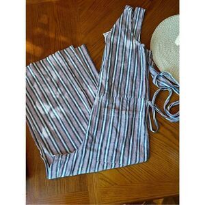 NEW Beach Lunch Lounge Sleeveless Linen Blend Striped Jumpsuit